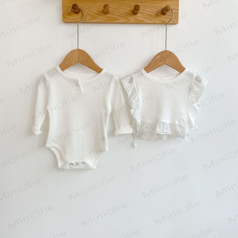 Personalized Baby Name Baby Ribbed Bodysuit with Bib - Beige - 2-3T - image 6
