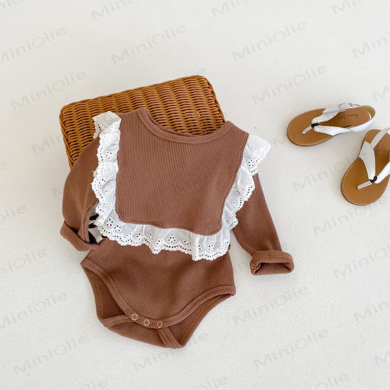 Personalized Baby Name Baby Ribbed Bodysuit with Bib - Khaki - 2-3T - image 7
