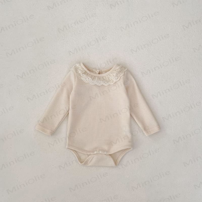 Personalized Baby Name Baby Lace Collar Waffle Bodysuit - Beige - 18-24M - image 6