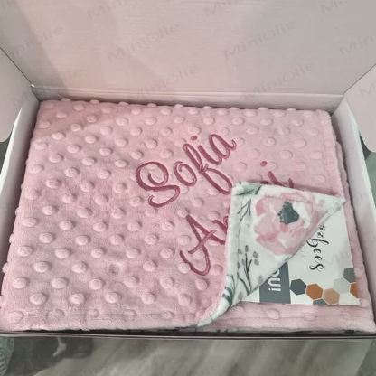 Personalized Baby Name Flower Pink Blanket - image 2
