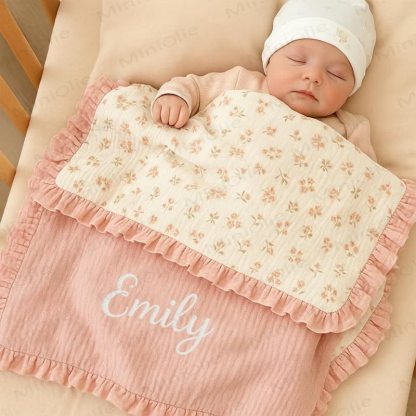 Personalized Baby Name Ruffled Animal/Flower Blanket - image 1