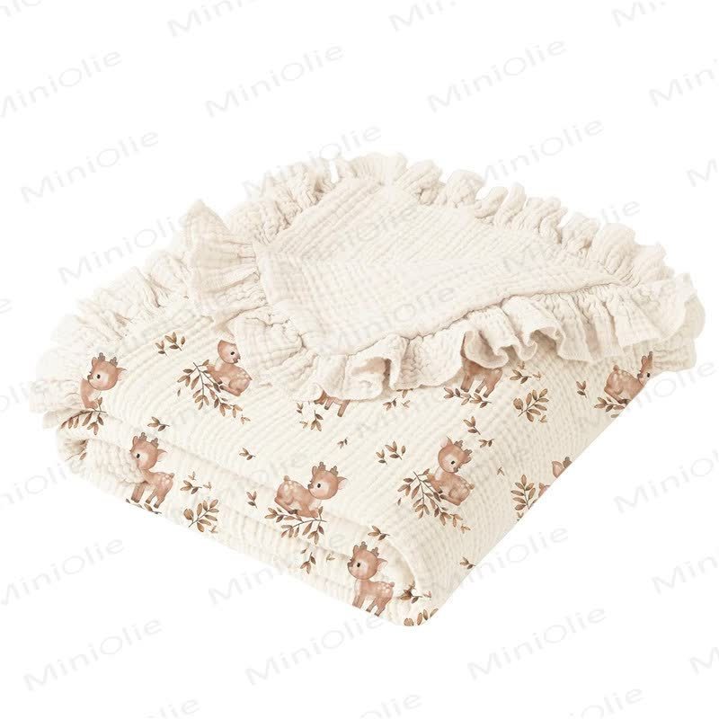 Personalized Baby Name Ruffled Animal/Flower Blanket - Little Deer - image 8