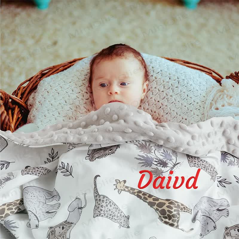 Personalized Baby Name Animal/Floral Blanket - image 1
