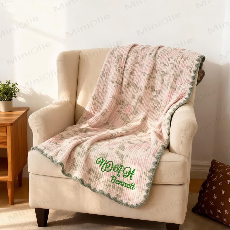 Personalized Baby Name Leaves/Animal Blanket - image 2