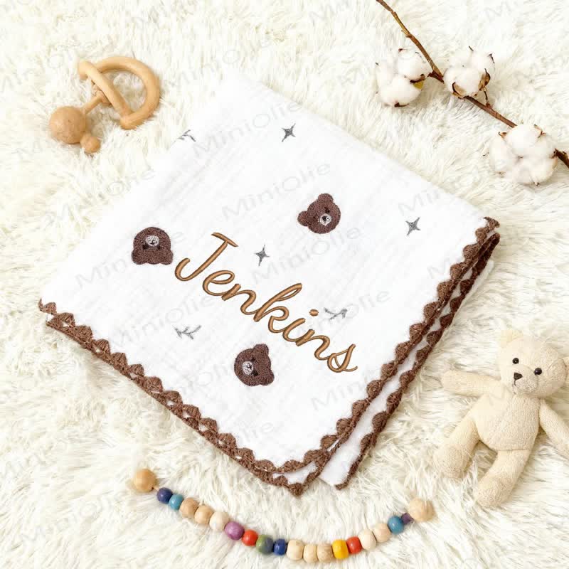Personalized Baby Name Leaves/Animal Blanket - image 3