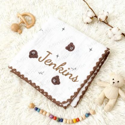 Personalized Baby Name Leaves/Animal Blanket - image 3