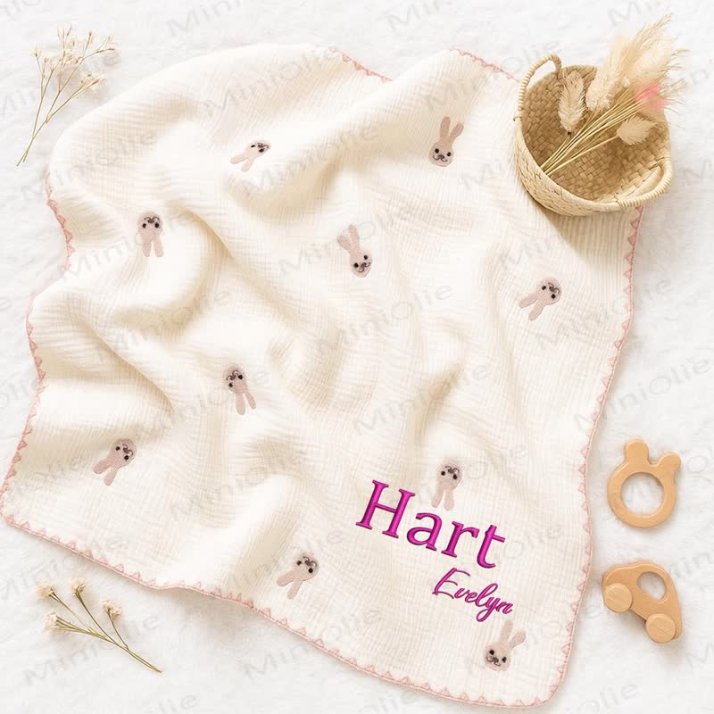 Personalized Baby Name Leaves/Animal Blanket - image 4