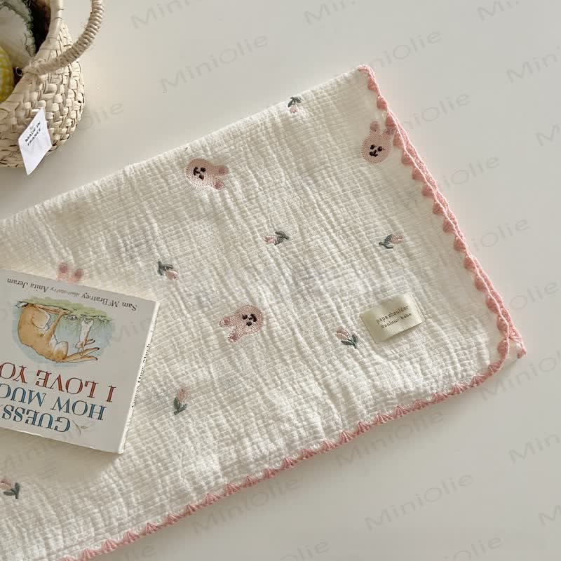 Personalized Baby Name Leaves/Animal Blanket - Bunny - 115x115cm - image 12