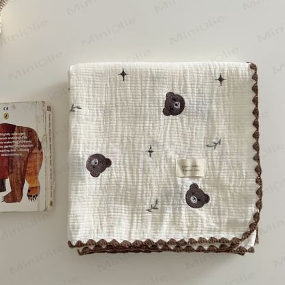 Personalized Baby Name Leaves/Animal Blanket - Bear - 115x115cm - image 13