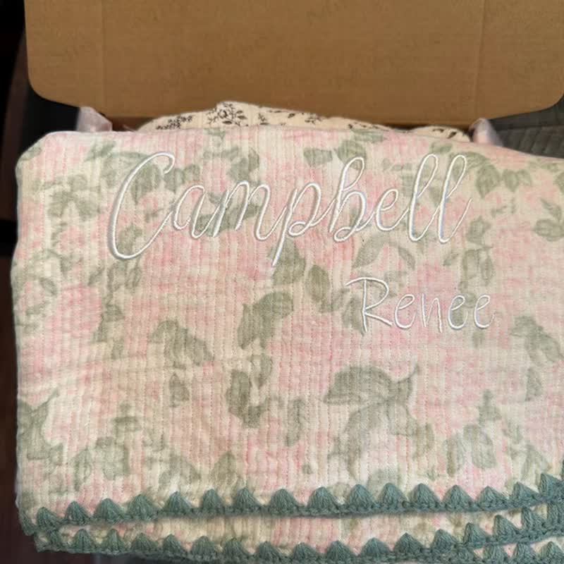 Personalized Baby Name Leaves/Animal Blanket - image 11