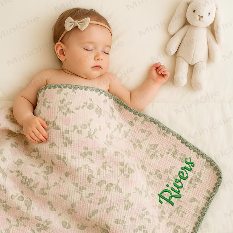 Personalized Baby Name Leaves/Animal Blanket - image 15