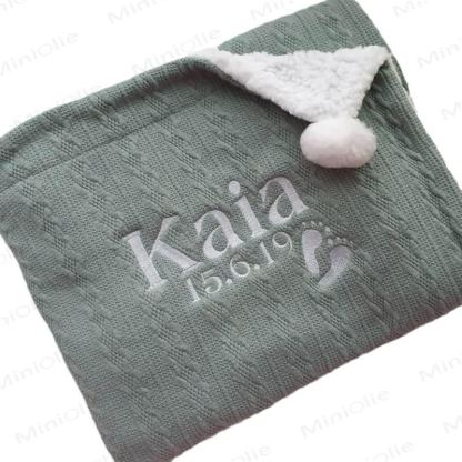 Personalized Baby Name Plush Pompom Blanket - image 3