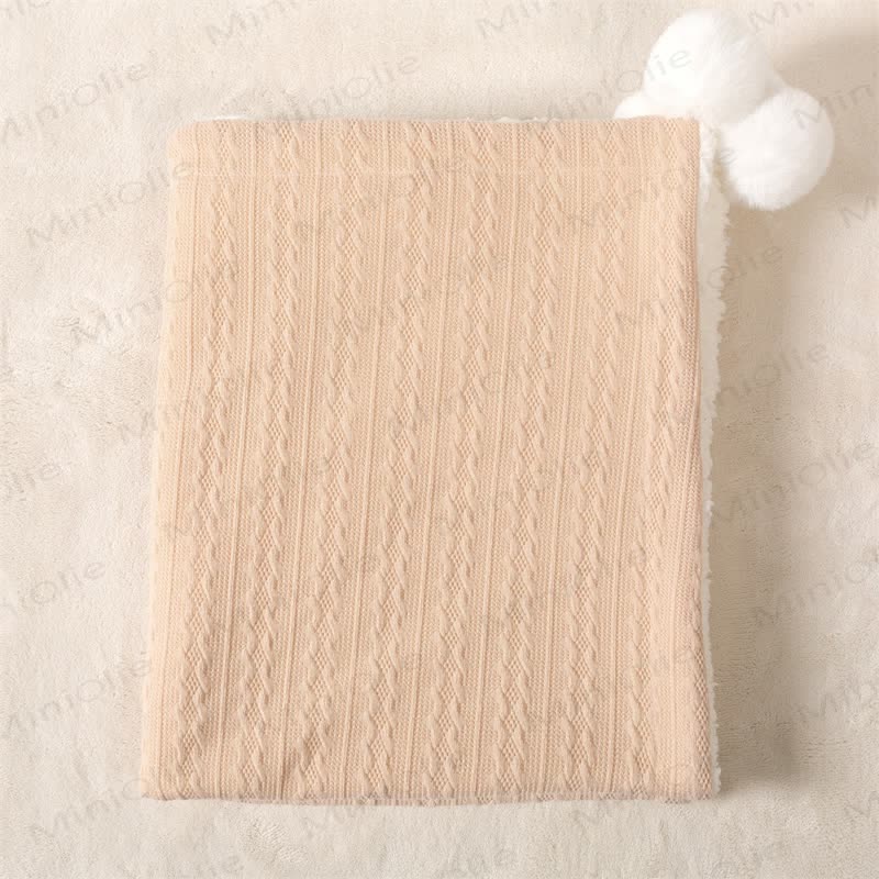Personalized Baby Name Plush Pompom Blanket - Beige - 70x95cm - image 4