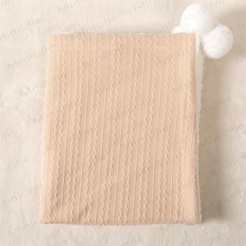 Personalized Baby Name Plush Pompom Blanket - Beige - 70x95cm - image 4