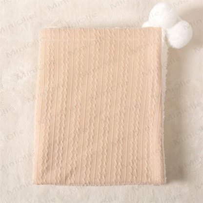 Personalized Baby Name Plush Pompom Blanket - Beige - 70x95cm - image 4