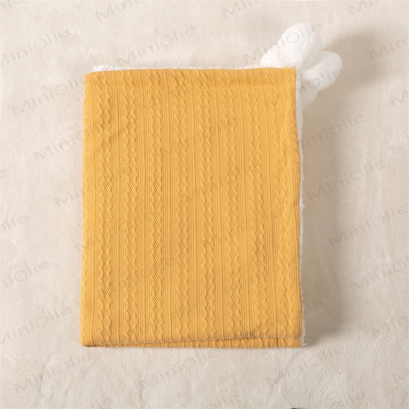 Personalized Baby Name Plush Pompom Blanket - Yellow - 70x95cm - image 5