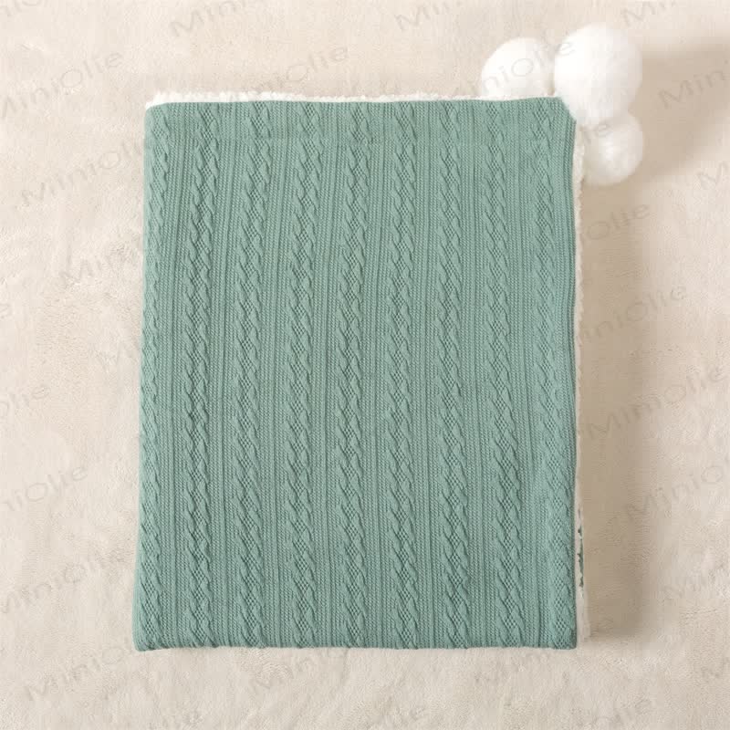 Personalized Baby Name Plush Pompom Blanket - Green - 70x95cm - image 6