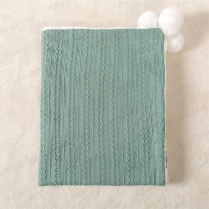 Personalized Baby Name Plush Pompom Blanket - Green - 70x95cm - image 6