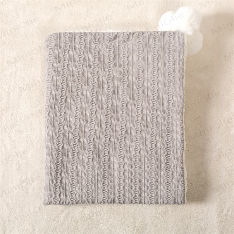 Personalized Baby Name Plush Pompom Blanket - Gray - 70x95cm - image 7