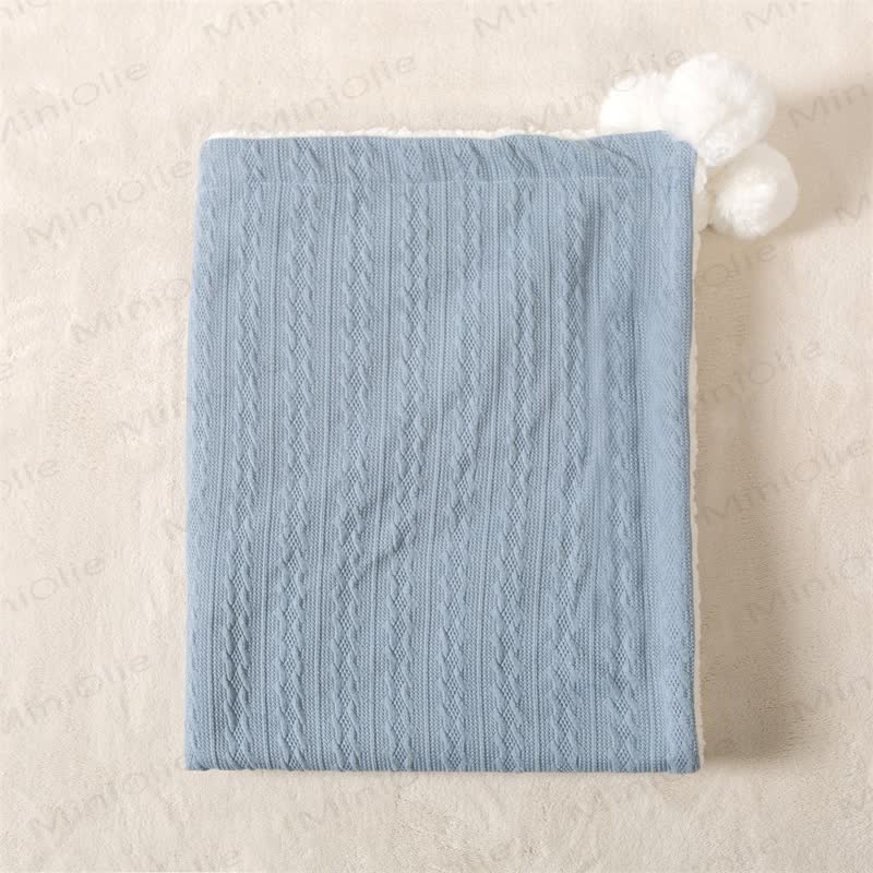 Personalized Baby Name Plush Pompom Blanket - Blue - 70x95cm - image 8