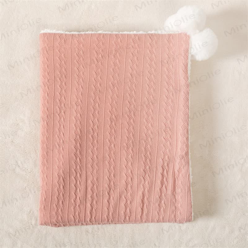 Personalized Baby Name Plush Pompom Blanket - Pink - 70x95cm - image 9