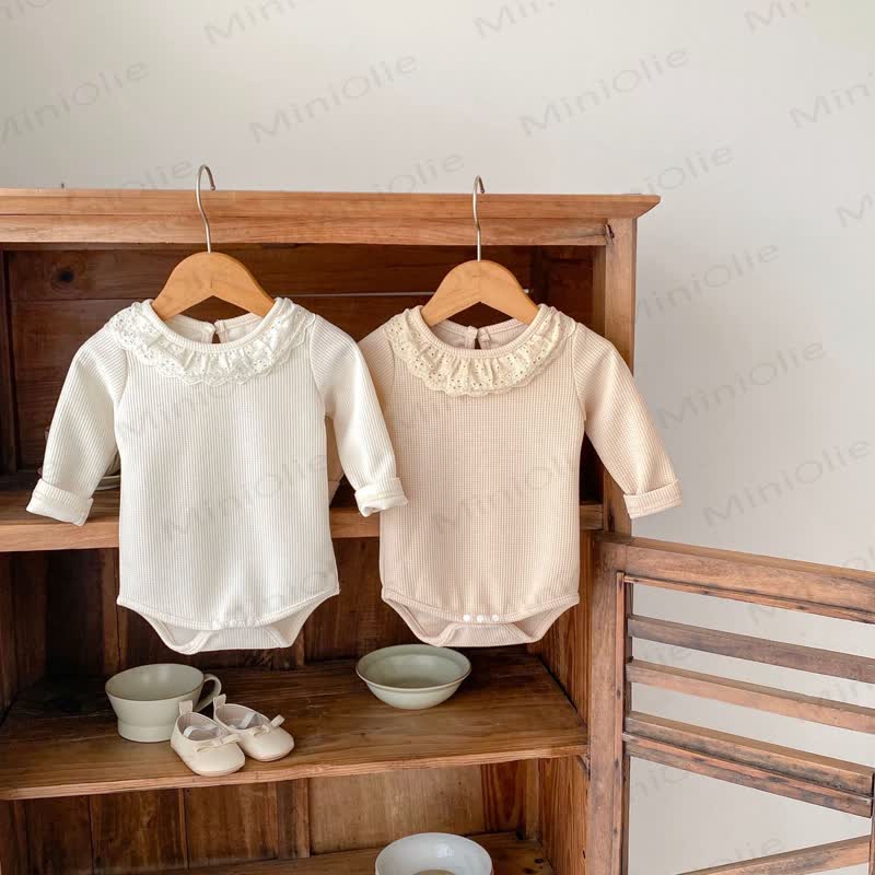 Personalized Baby Name Baby Lace Collar Waffle Bodysuit - image 2