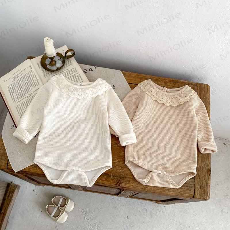 Personalized Baby Name Baby Lace Collar Waffle Bodysuit - image 3