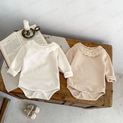 Personalized Baby Name Baby Lace Collar Waffle Bodysuit - image 3