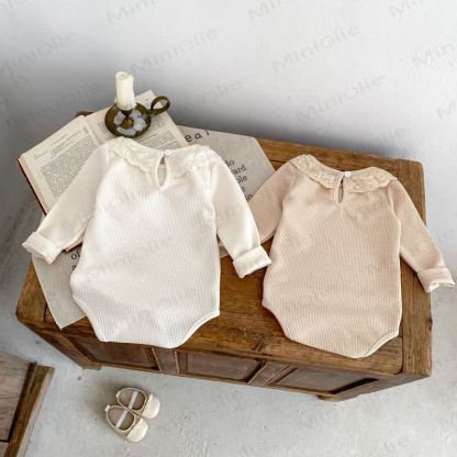 Personalized Baby Name Baby Lace Collar Waffle Bodysuit - image 4