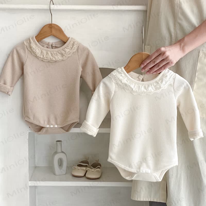 Personalized Baby Name Baby Lace Collar Waffle Bodysuit - image 5
