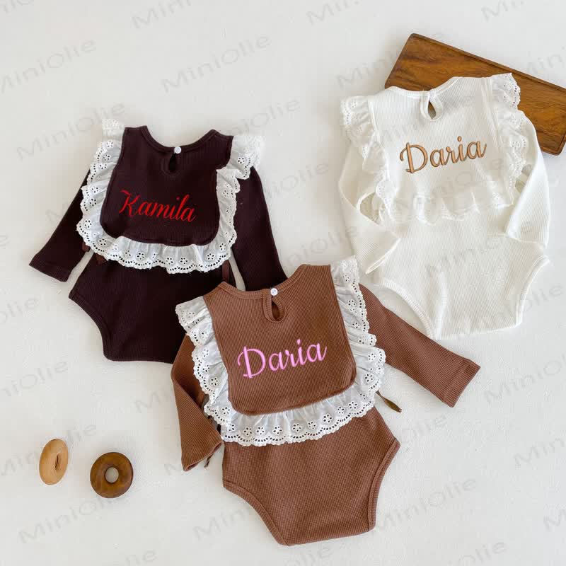Personalized Baby Name Baby Ribbed Bodysuit with Bib - image 1