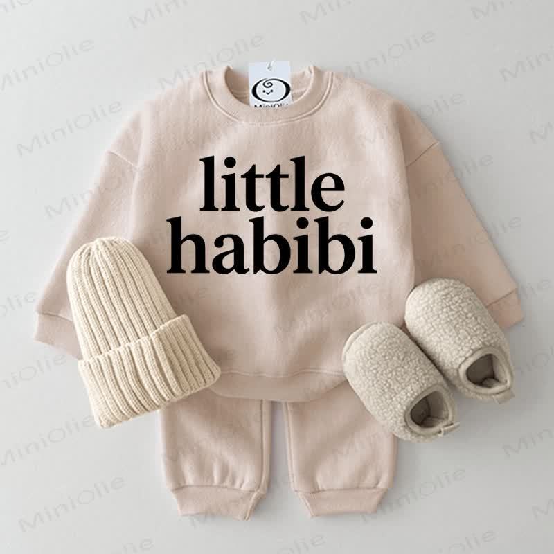 LITTLE HABIBI Baby Beige Sweatshirt 2-piece Set - Beige - 2-3T - image 1