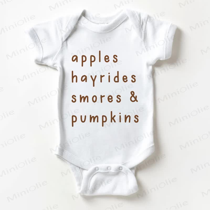 APPLES HAYRIDES SMORES & PUMPKINS Baby White Bodysuit - White - 18-24M - image 1