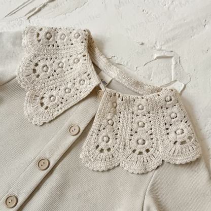 Baby Beige Vintage Lace Collar Top and Pants Set - image 4