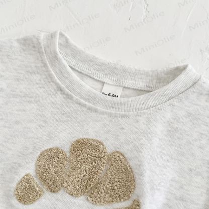 BON APPÉTIT! Baby Gray Croissant Sweatshirt and Striped Leggings Set - image 3