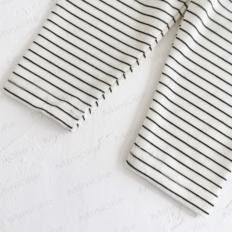 BON APPÉTIT! Baby Gray Croissant Sweatshirt and Striped Leggings Set - image 6