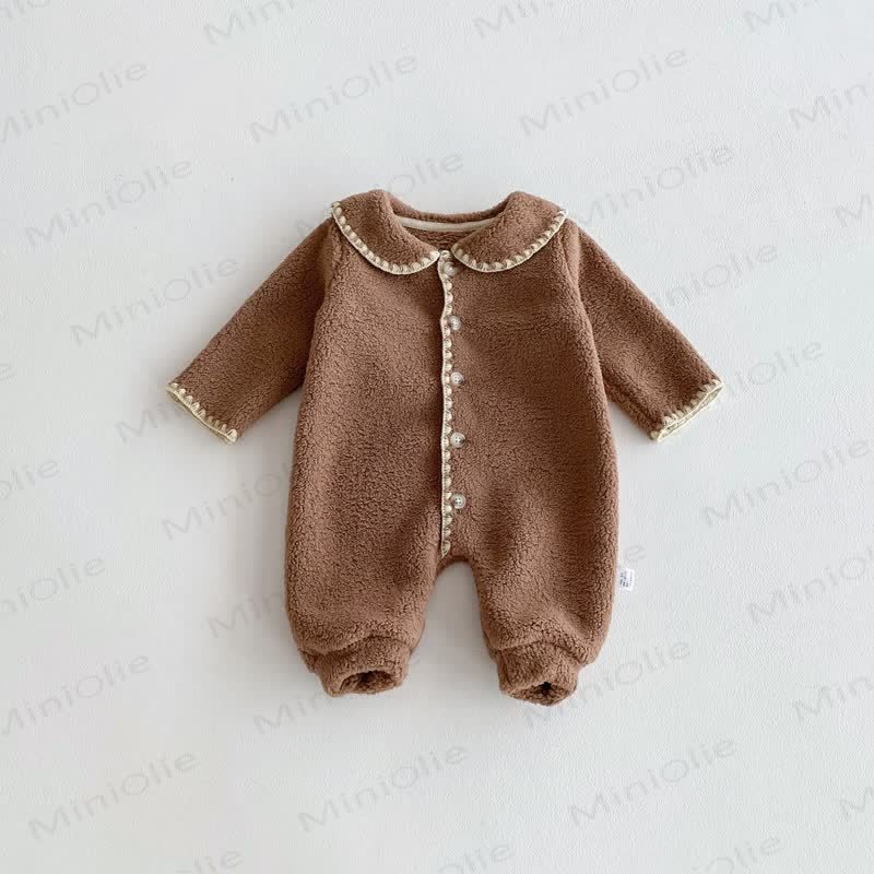 Baby Fleece Double-faced Pile Romper - Brown - 18-24M - image 2
