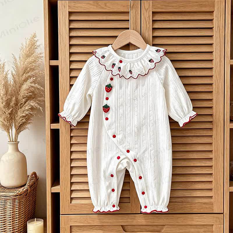 Baby Strawberry Collar Cotton Romper - image 2
