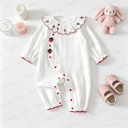 Baby Strawberry Collar Cotton Romper - image 3