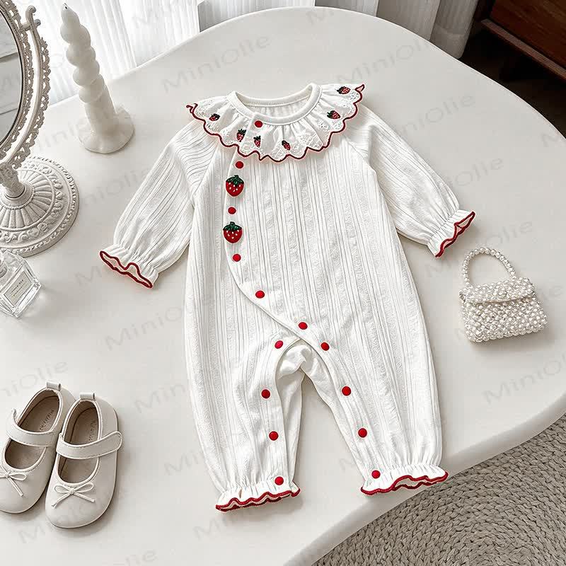 Baby Strawberry Collar Cotton Romper - image 4
