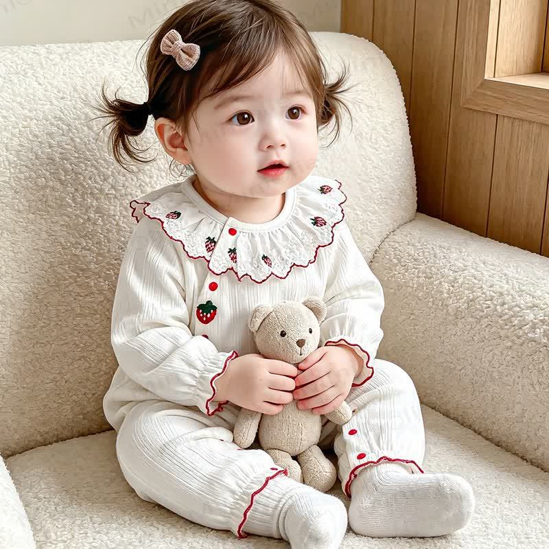 Baby Strawberry Collar Cotton Romper - image 6