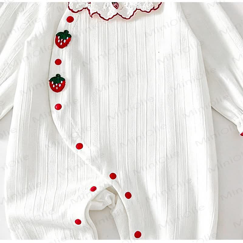 Baby Strawberry Collar Cotton Romper - image 7