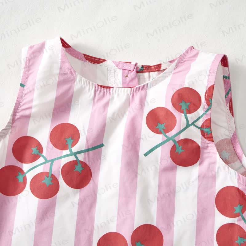 Baby Girls Toddler Pink Striped Tomato Sleeveless 2-piece Set - image 2