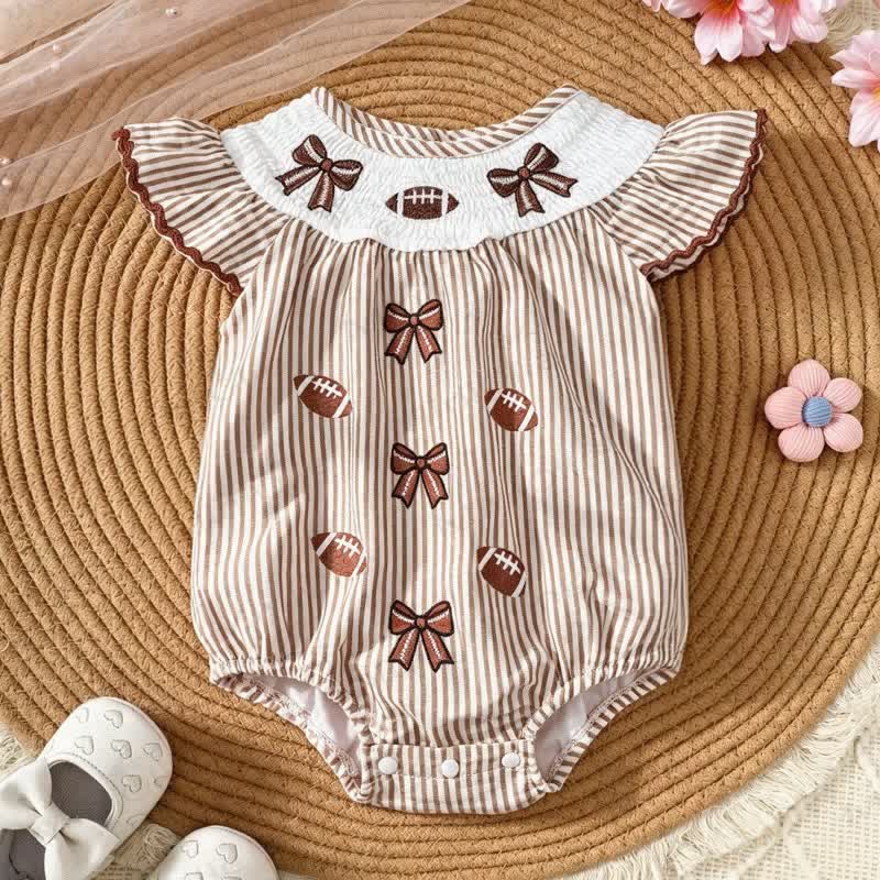 Baby Football Stripe Ruffle Collar Bodysuit - Brown - 12-18M - image 1