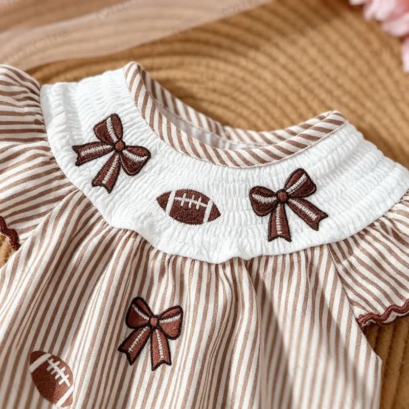 Baby Football Stripe Ruffle Collar Bodysuit - image 3