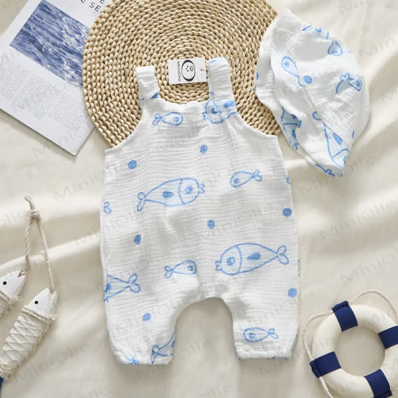 Baby White Fish Romper with Hat - image 2