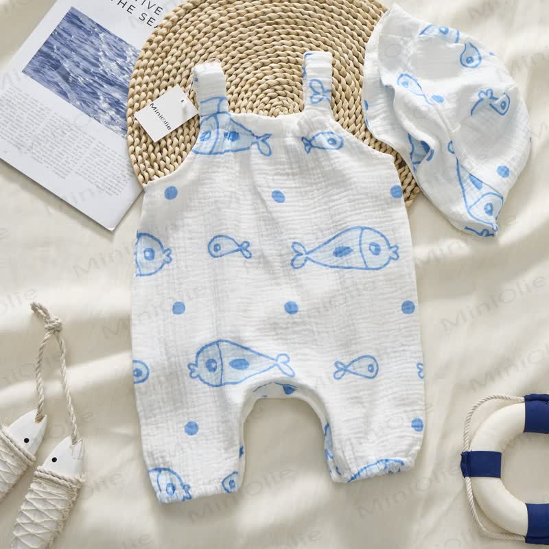 Baby White Fish Romper with Hat - image 3