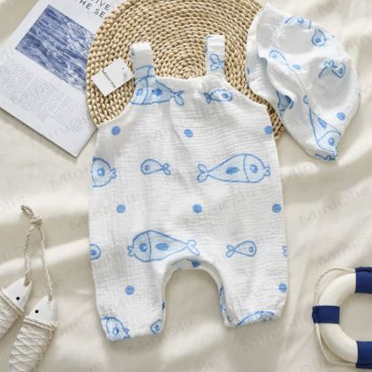 Baby White Fish Romper with Hat - image 3