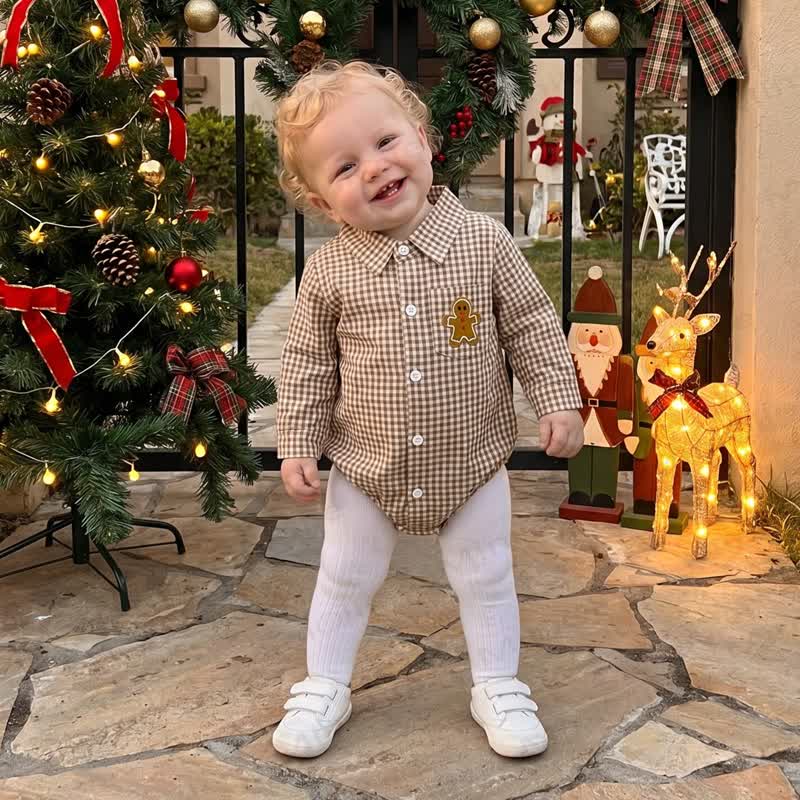 Baby Christmas Plaid Collared Long Sleeve Bodysuit - image 4