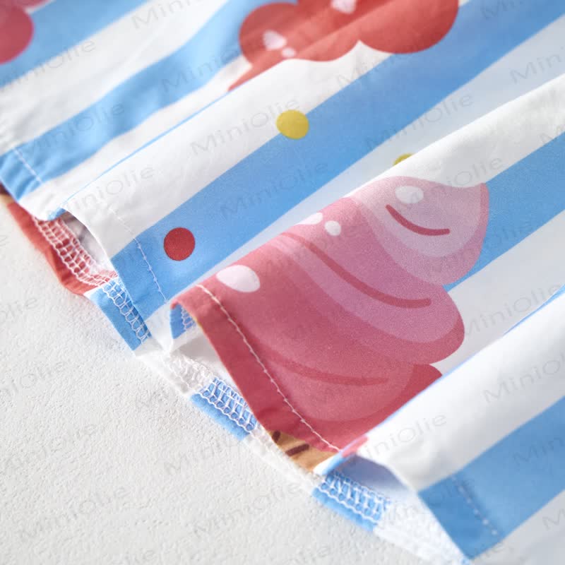 Baby Toddler Ice Cream White&Blue Striped Strap Top and Shorts 2-piece Set - image 4